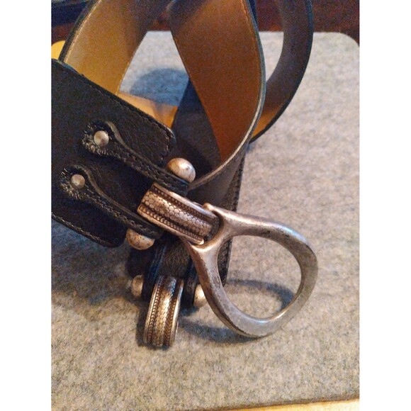 Elite Accessories Black Leather Belt Silver Buckle Western‎ Style Small